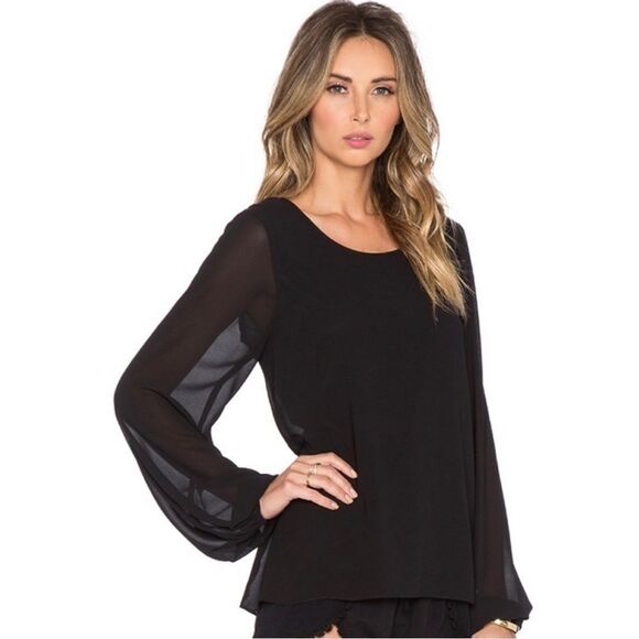 Show me your mumu black jade chiffon blouse Small - Picture 2 of 6